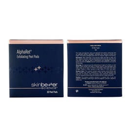 AlphaRet Exfoliating Peel Pads packaging, showing the front and back of the product box